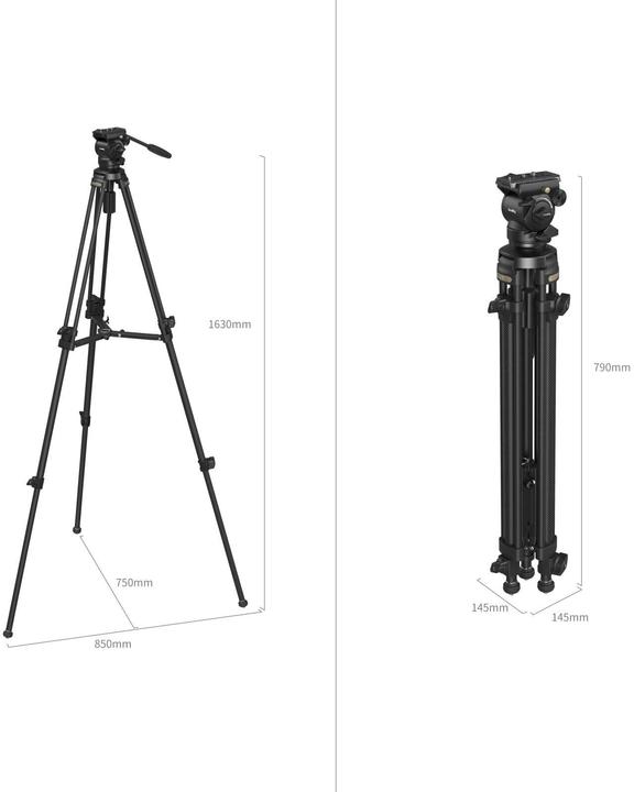 Actual product image SmallRig Lightweight Video Carbon Fibre Tripod Kit AD-50 4685 (Carbon)