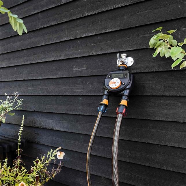 Immagine prodotto Fiskars Timer/timer con 2 uscite, Per tutte le dimensioni di rubinetto più comuni, Facile da leggere L (Timer acqua)