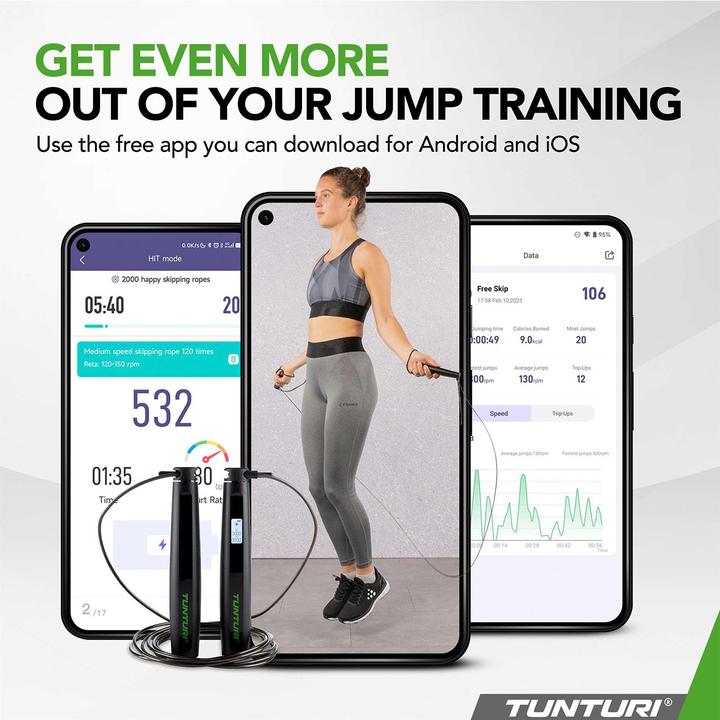 Image du produit Tunturi Smart Springseil mit Display und App (295 cm)