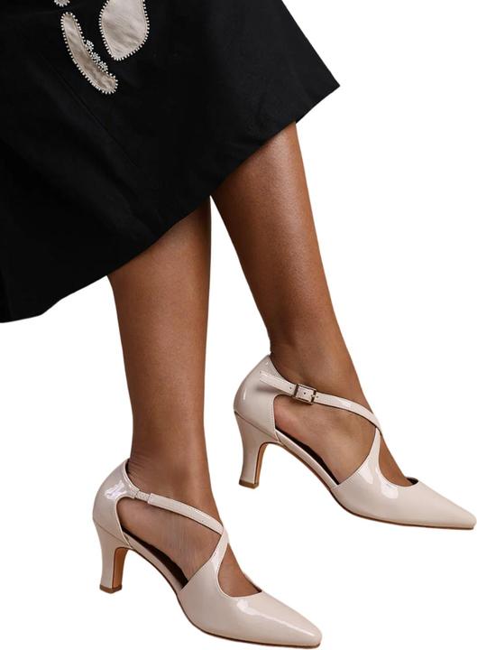 Actual product image Where's That From Womens/Ladies Colorado Patent Leather Crossover Strap Medium Block Heel Sandals (37)