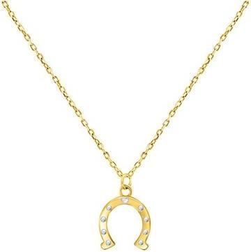 Brilio Silver - Horseshoe Gold Plated Lucky Necklace NCL66Y (Chain. Pendant)