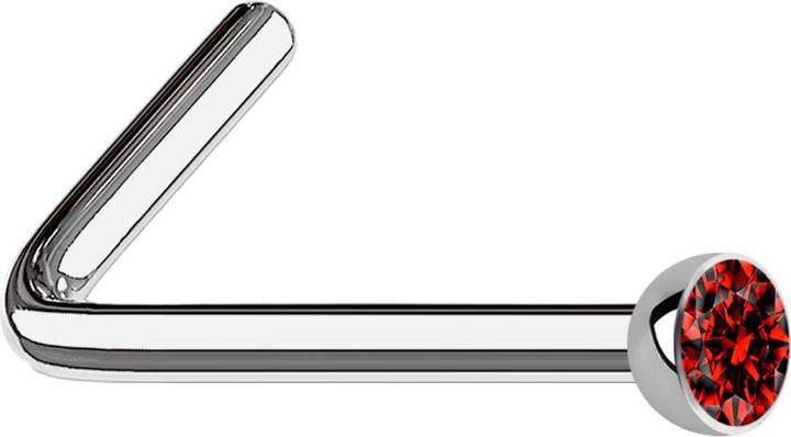 Produktbild Star Piercing Nasenstecker gewinkelt silber mit Kristall rot (Titan G23, ohne Messing)