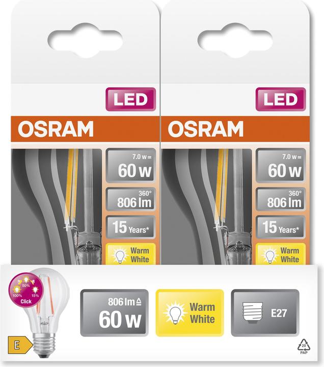 Actual product image Osram Led Three Step Dim Classic A (E27, 6.50 W, 806 lm, 1 x, E)