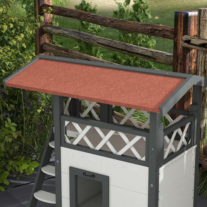 Actual product image PawHut Cat house with stairs and roof (Cat)