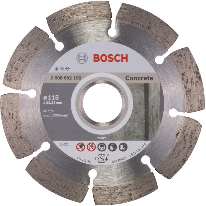 Produktbild Bosch Professional Zubehör Diamanttrennscheibe Standard for Concrete, 115 x 22,23 x 1,6 x 10 mm, 1er-Pack
