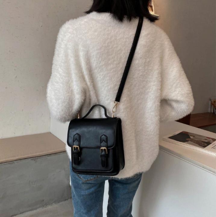 Immagine prodotto Only-Bags.Store Zaino in pelle vegana, cartella, cartella nera, borsa in pelle vegana, zaino scolastico vegano