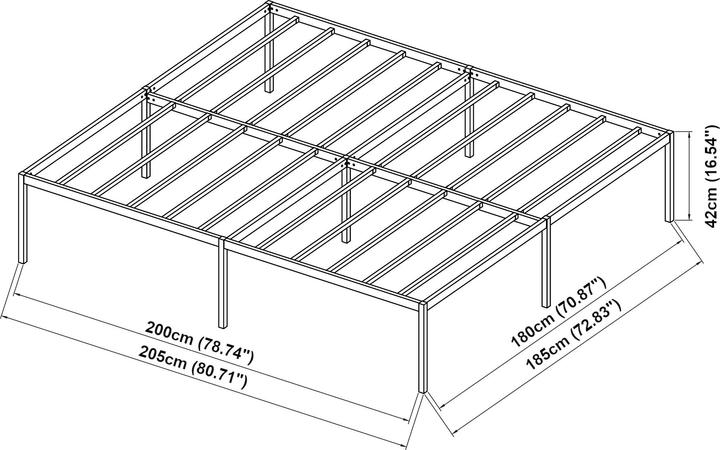 Actual product image En.Casa Metal bed Vårdö with mattress 180x200 cm black (180 x 200 cm)