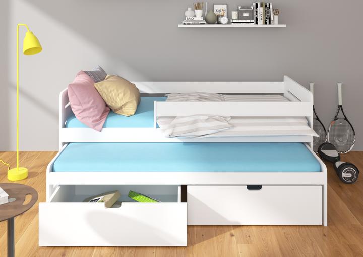 Produktbild ADRK Furniture Doppelbett mit Geländer und Matratzen TOMI 200x90 (200 x 90 cm)