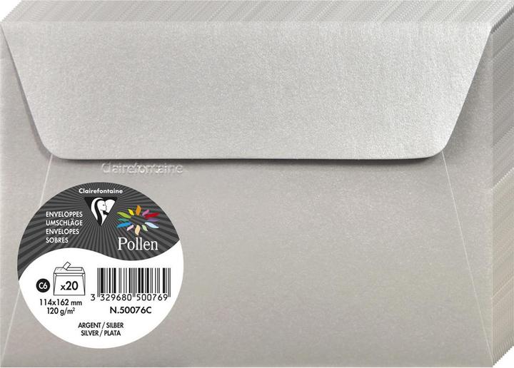 Produktbild Clairefontaine Pollen by Briefumschlag C6, silber (162 x 114 mm, 20 x)