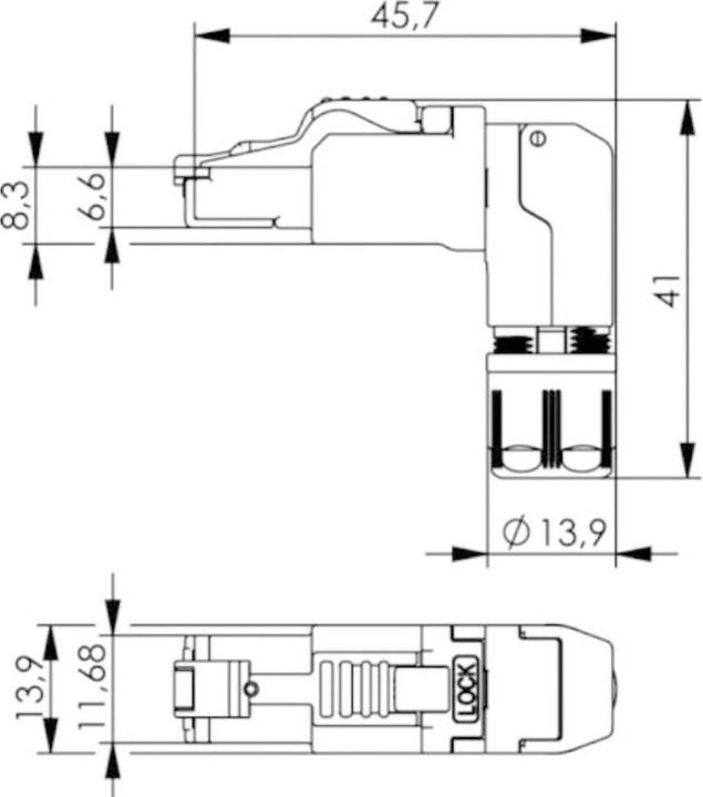 Produktbild Telegärtner RJ45 Stecker gewinkelt, feldkonfektionierbar