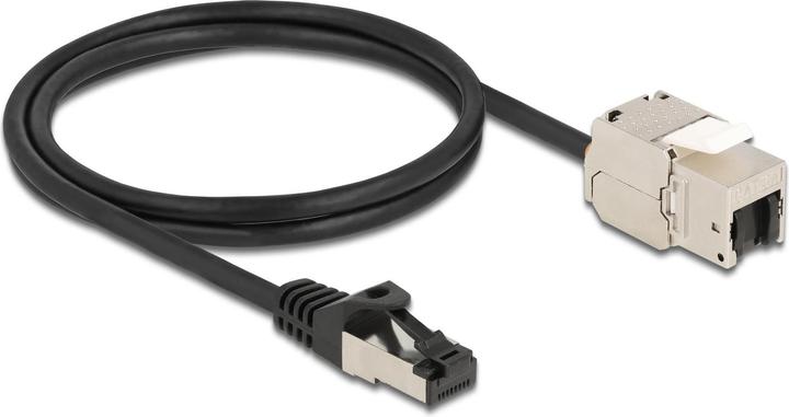 Image du produit Delock Câble RJ45 mâle vers Keystone Modul RJ45 femelle Cat.6A 1 m noir (S/FTP, CAT6, 1 m)