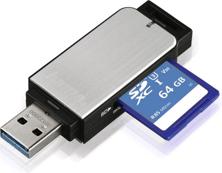 Productafbeelding Hama USB 3.0 SD/microSD kaartlezer, zilver (USB 3.0)