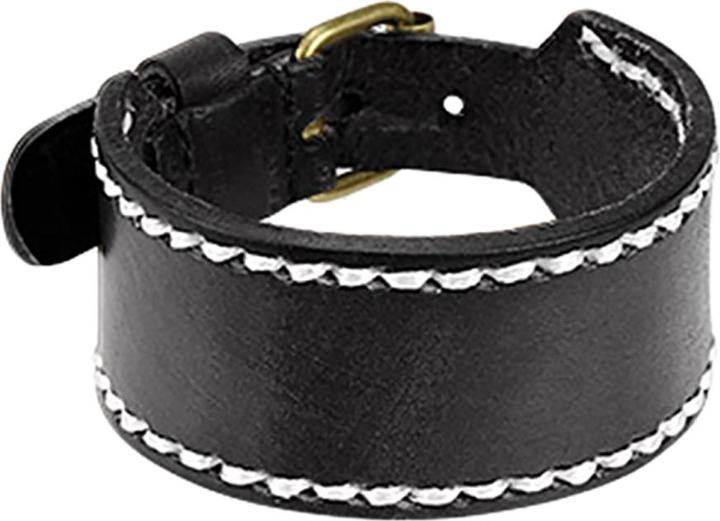 Star Piercing Lederarmband schwarz mit weiss genähtem Rand (Leder, ohne Messing)