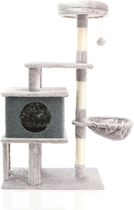 Actual product image Fudajo Cat Tree Light Grey Scratching Tree 112cm High Climbing Tree with Cat House and Lying Recess (112 cm, Light grey)