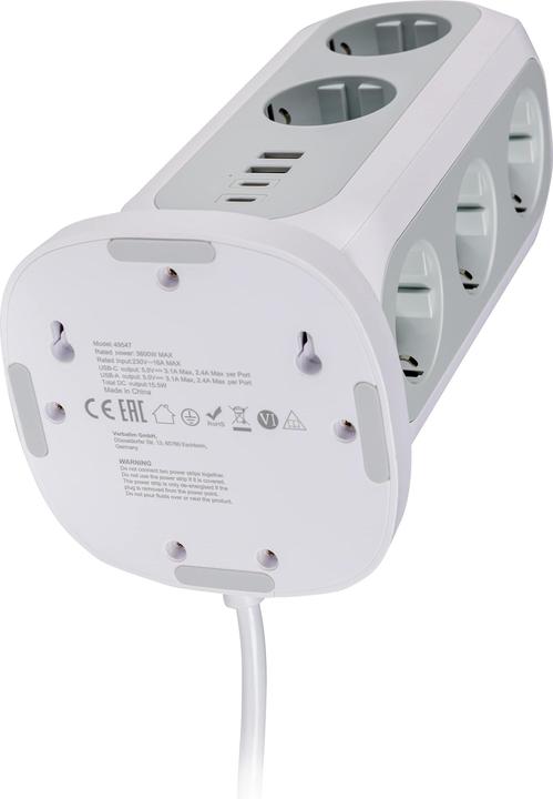 Actual product image Verbatim EU Power Tower 11 (11 x, USB-A, USB-C, CEE 7/4, 2 m)