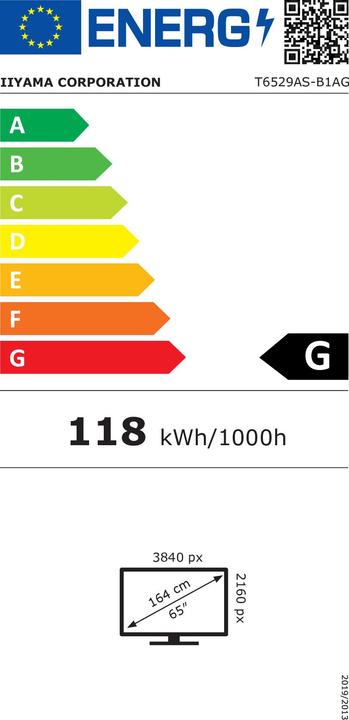 Energy Label iiyama LFD ProLite T6529AS-B1AG (3840 x 2160 Pixels, 64.50")