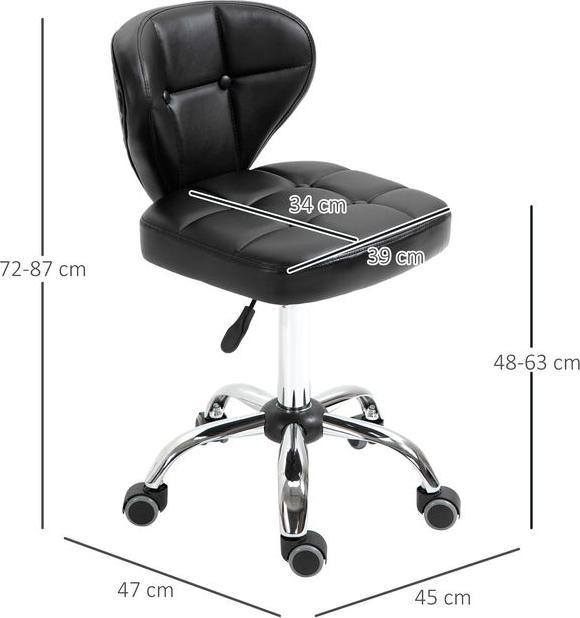 Image du produit Swisshandel24 Lot de 2 tabourets à roulettes avec dossier pivotant, réglables en hauteur 45 x 47 x 72-87 cm