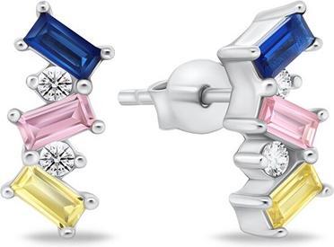 Image du produit Brilio Silver - Boucles d'oreilles en argent avec zircons colorés EA946WRBW