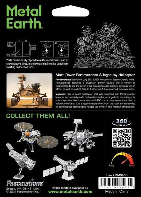 Actual product image Fascinations Metal Earth Space 3D Bricks : Mars Rover Perseverance & Ingenuity Helicopter