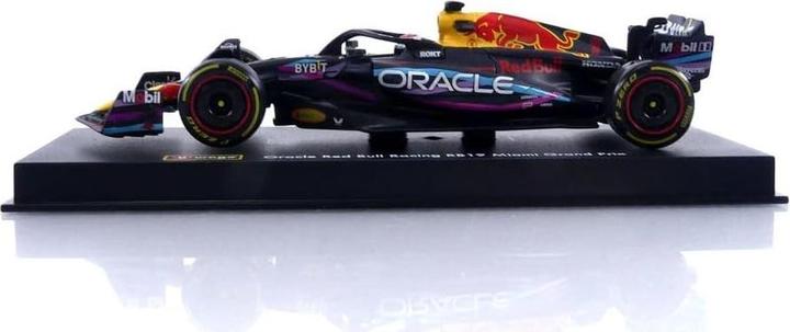 Actual product image Bburago Diecast 1:43 Formula Racing in Acrylic Box Red Bull RB19 Miami GP #Max Verstappen Ages 14+