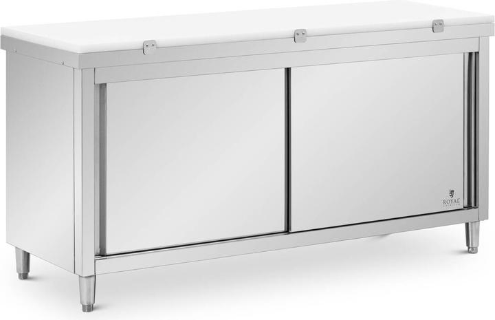 Produktbild Royal Catering Arbeitsschrank Edelstahl 180 x 60 cm 500 kg mit Schneidplatte Edelstahlschrank (60 cm, 93.50 cm)