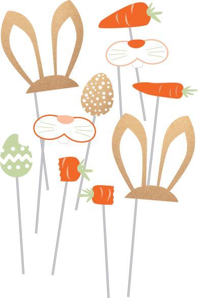 Amscan Kit d'accessoires photo lapin de Pâques et carottes papier (6 x)