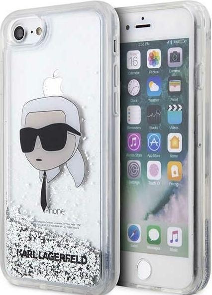 Karl Lagerfeld KLHCI8LNKHCH iPhone 7/8/ SE 2020/2022 argent/argent hardcase paillettes Karl Head (Apple iPhone 7, Apple iPhone 8, Apple iPhone SE)