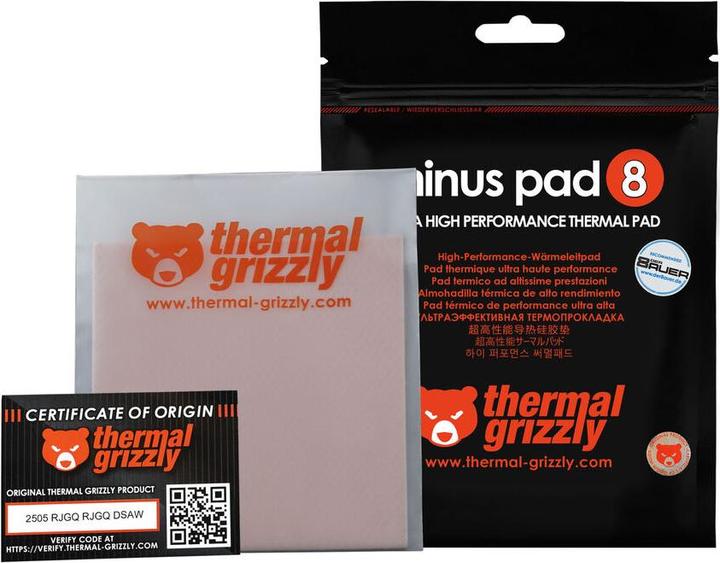 Produktbild Thermal Grizzly Minus Pad 8 - 100 x 100 x 1,0 mm, 2 Stück (1 mm)