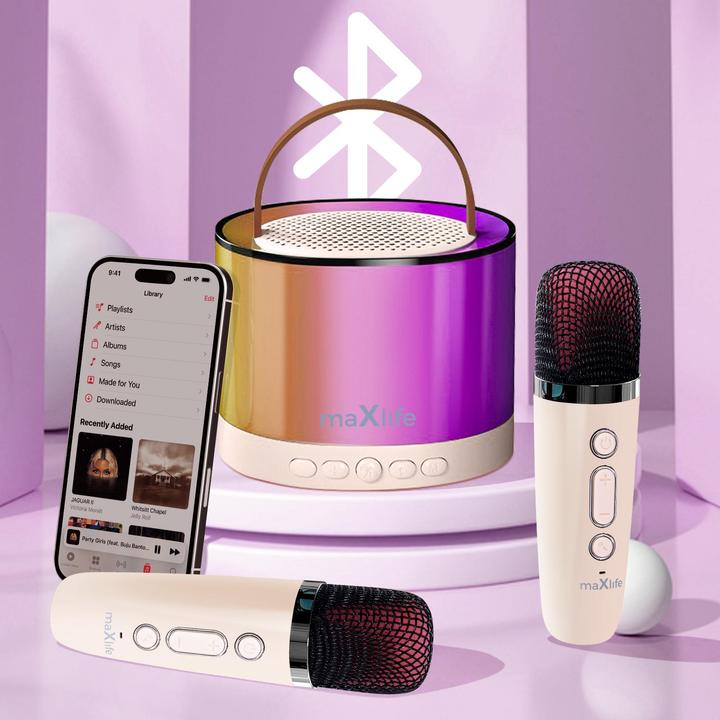 Actual product image Maxlife Bluetooth karaoke speaker MXKS-200 pink