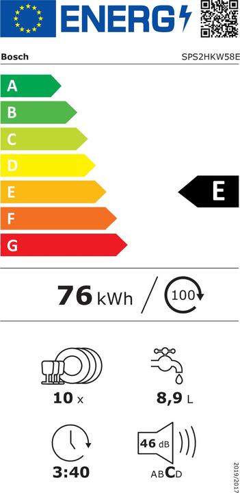 Energie-Label Bosch Hausgeräte SPS2HKW58E
