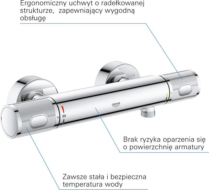 Actual product image Grohe Grohtherm 1000 Performance thermostatic shower mixer