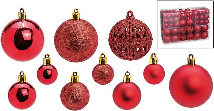 G. Wurm Plastic Christmas Ball Set Red Set of 100, (W/H/D) 23x35x12cm Ø 3/4/6 cm (100 -part)
