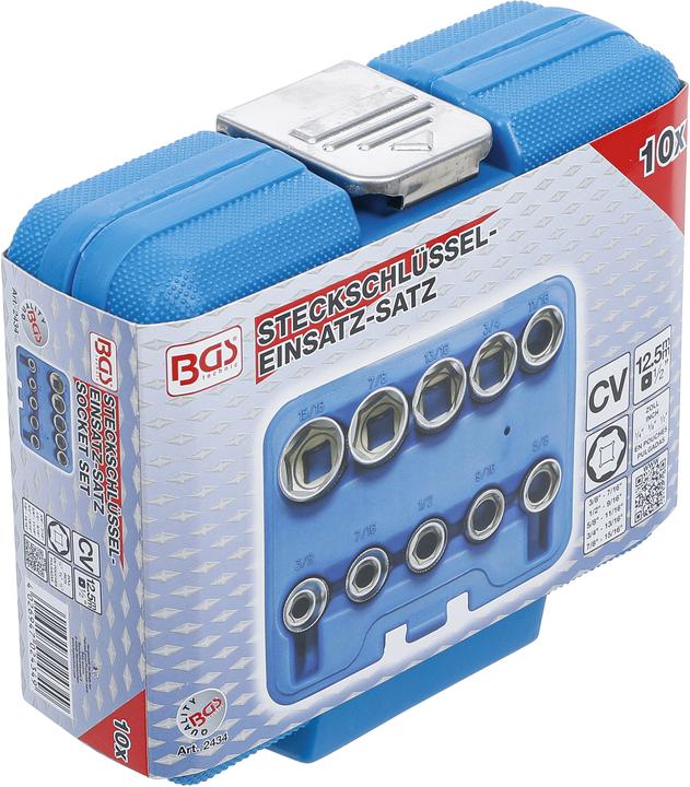 Image du produit BGS Jeu de Douilles, six pans 12,5 mm (1/2") en pouces 10 pièces