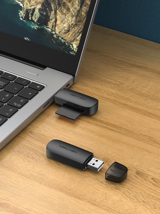 Produktbild Vention 2-in-1 USB 2.0 A (SD TF) Memory Card Reader CLEB0 (black) (USB 2.0)
