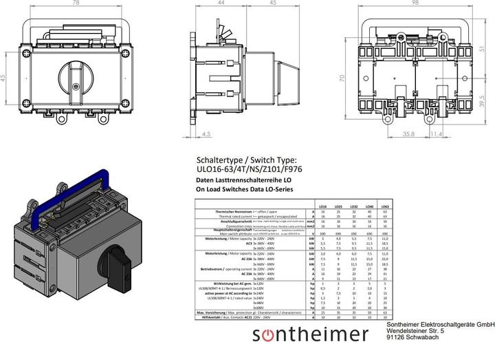 Produktbild Sontheimer Netzumschalter 63A 4-polig 22kW