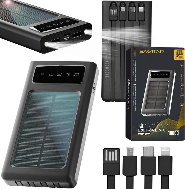 Image du produit Extralink Banque d'alimentation EPB-091 10000 mAh Noir (10000 mAh, 10 W, 37 Wh)