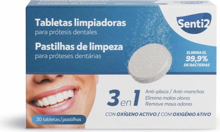 Senti2 Cleaning Tablets For Dental Prostheses, 30 Pieces (Zahnprothesen Zubehör)