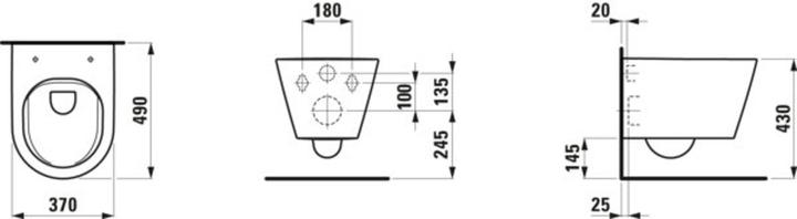 Produktbild Laufen Wand-WC COMPACT KARTELL spülrandlos, Tiefspüler graphit matt
