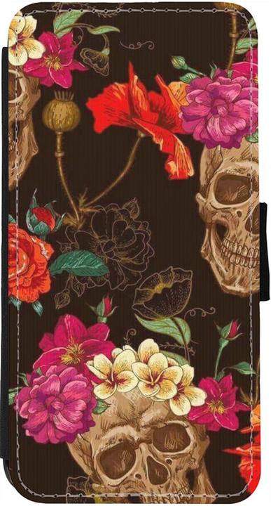 Actual product image PhoneLook Coque Wallet noir Skulls and flowers (Apple iPhone 12 Pro Max)