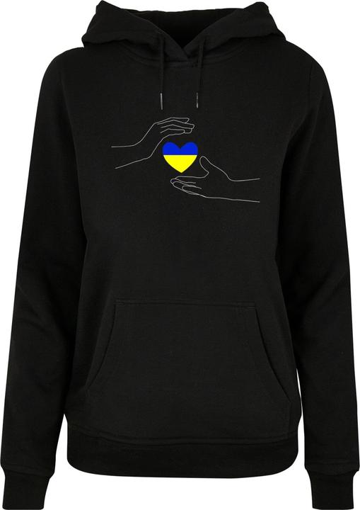 Actual product image Merchcode Ladies Peace - 2 Hand Heart Black Basic Hoody - 161643 (L)
