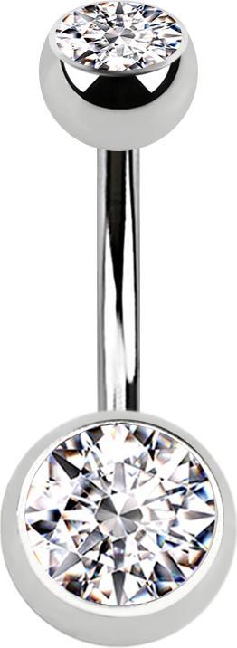 Produktbild Star Piercing Banane silber mit zwei Kugeln Kristall silber (Chirurgenstahl 316L, ohne Messing)