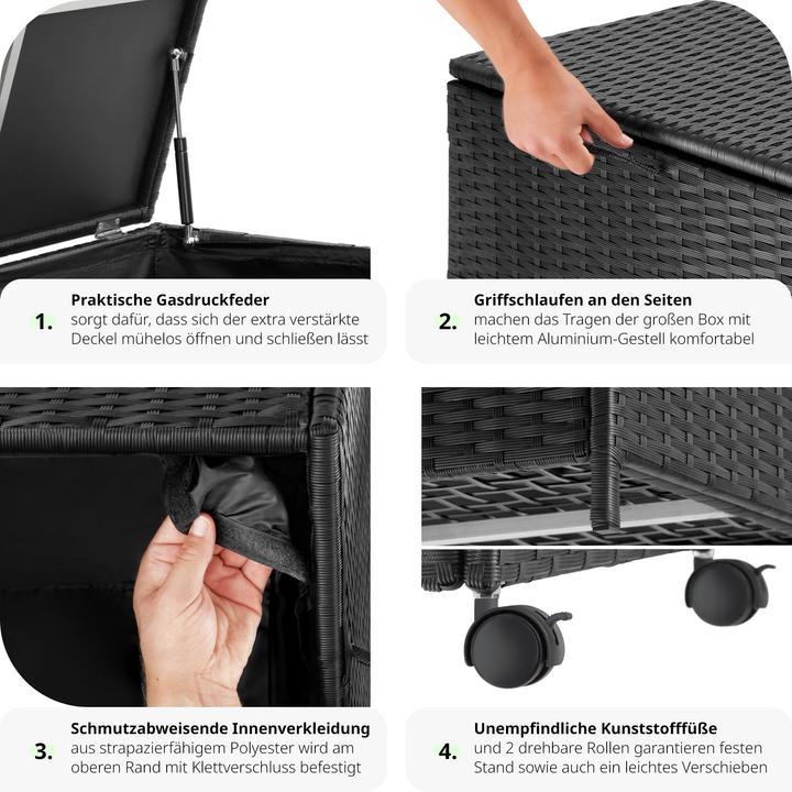Immagine prodotto tectake Box contenitore con telaio in alluminio e rotelle 297 L, 117 x 54 x 64 cm