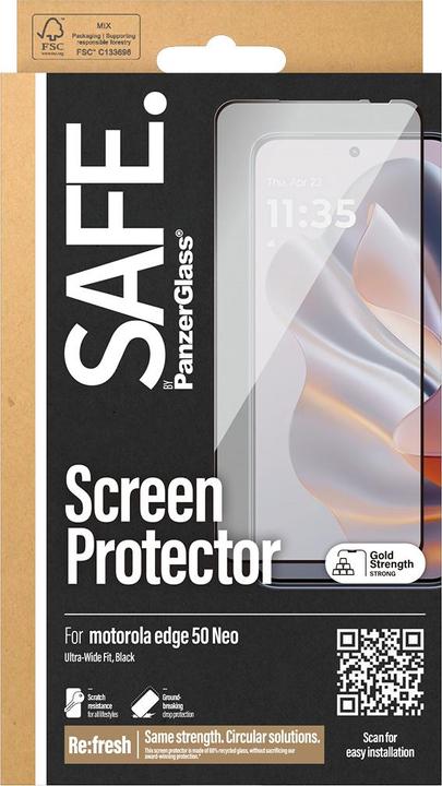Produktbild PanzerGlass Screen Protector w. Black Frame Motorola Edge 50 Neo | Ultra-Wide Fit (1 Stück, Motorola Edge 50 Neo)