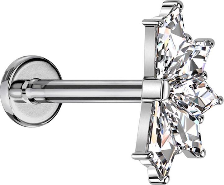 Image du produit Star Piercing Micro Labret filet intérieur argent éventail argent cinq cristaux de diamant argent (Titane G23, sans laiton)