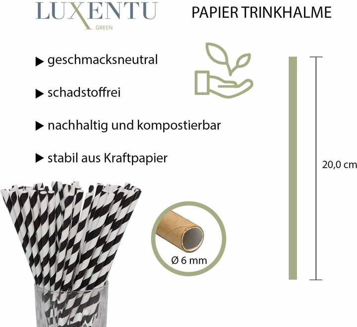 Produktbild Luxentu Papier-Trinkhalme Gestreift (100 x)