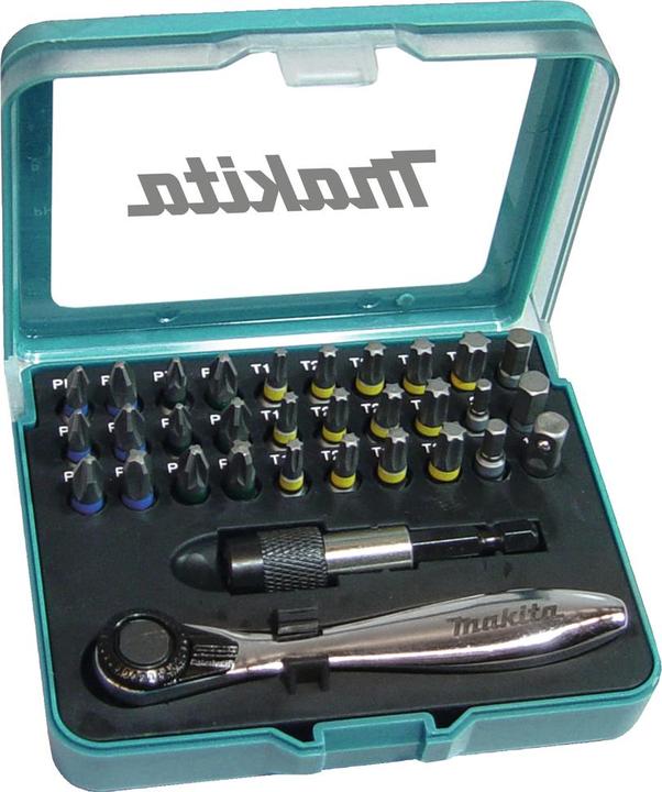 Makita P-79790 Ratchet + bit set 32tlg (3.0, 4.0, 5.0, 6.0, PH1, PH2, PH3, PZ1, PZ2, PZ3, T10, T15, T20, T25, T27, T30, T40)