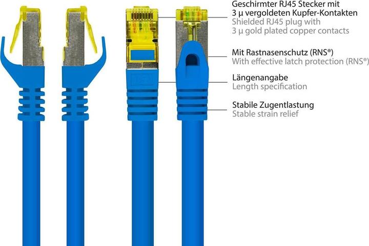 Produktbild Good Connections RJ45 Patchkabel mitCat.7 Rohkabel und Rastnasenschutz (RNS®), S/FTP, PiMF, halogenfrei, 600MHz, OFC (S/FTP, CAT7, 7.50 m)