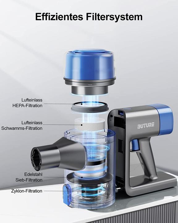 Produktbild BuTure Akku Staubsauger 400W Blau und Grau