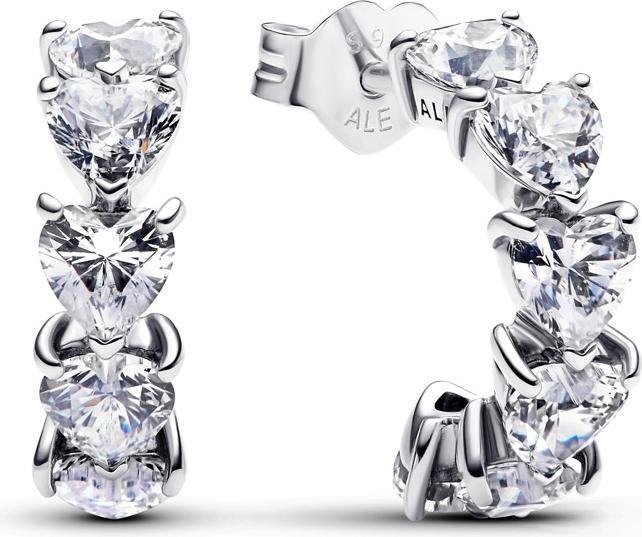 Pandora Sparkling Heart Open Hoop Earrings (Sterling silver 925)