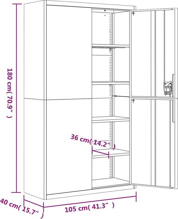 Nutritional values and ingredients VidaXL Willdon (105 x 40 x 180 cm)